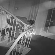 CCTV - the fire was started in a communal hallway. Inset: The blaze, and Edward Teagle