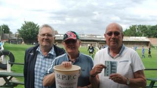 Remembered - Barry Vernon former Chairman of Harwich and Parkeston FC  (Right) passed away on Friday, seen alongside Ian Carroll and President Terry Francis