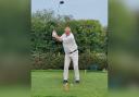 Time for tee: John Hayes drives in as new club captain of Harwich and Dovercourt Golf Club.