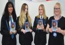 Book club - Alycia Turner, Leah Horsnell and Amelia Stone with teacher Vanessa Williams Picture:Harwich and Dovercourt High School