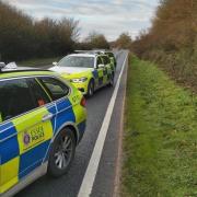 Fatal - police at the scene of a previous crash on the A120