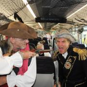 Aargh - pirates Paul and Steve aboard the Shanty Train. Picture: Harwich International Shanty Festival