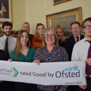 Scheme - Tendring Council's Career Track was rated 'Good' by Ofsted, councillor Gina Placey and councillor Mark Stephenson and Ian Davidson with apprentices