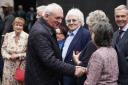 RETRANSMITTING CORRECTING POSITION Former Taoiseach Bertie Ahern (left) arrives for a wreath-laying ceremony at the Memorial to the victims of the Dublin and Monaghan bombings on Talbot Street in Dublin, to mark the 50th anniversary of the Dublin and