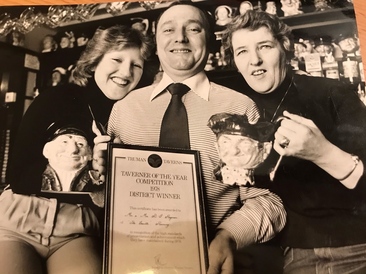 All smiles - Mr Rayners brother, Brian, daughter Kim (left) and wife Jo won an award during their time running the Castle Inn, at Ramsey