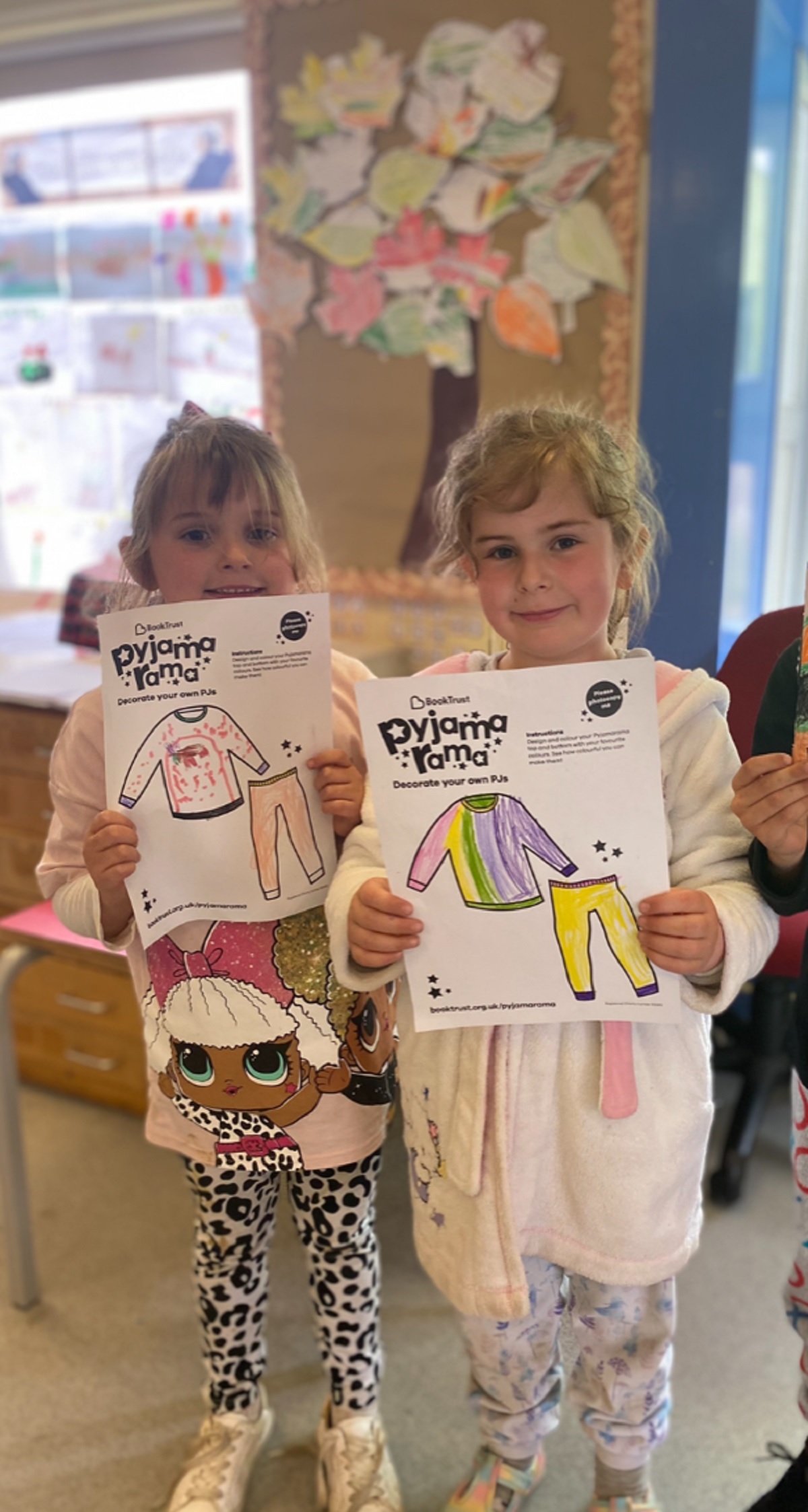 A scene of the times - Kaya Edwards and Amelie Bretton designed new pyjamas as one of the activities developed by the Book Trust charity