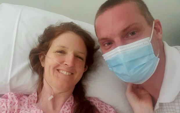 Harwich and Manningtree Standard: Clair Brady with Luke Gardwood in hospital. See SWNS story SWCAparalysed. A mum who was about to move in with her partner for the first time has been left needing to find a brand new home - after a horror motorcycle crash left her PARALYSED. Clair Brady,