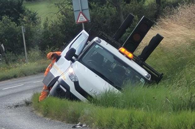 Stuck - the van got stuck in a ditch in Mersea