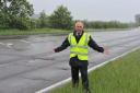 Road works: Harwich mayor Ivan Henderson pictured next to the A120