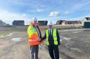 On the site - County councillor Tony Ball and Mark Francois MP at the SEN school site, on Rawreth Lane