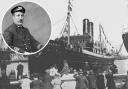 Hero - Captain Charles Fryatt’s ship the SS Brussels and (inset) pictured in uniform