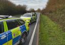 Fatal - police at the scene of a previous crash on the A120