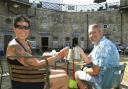 Cheers - Coral Carrington and Tony Gray at a previous Harwich Beer Festival at the Redoubt Fort