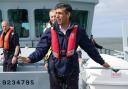 Prime Minister Rishi Sunak onboard Border Agency cutter HMC Seeker during a visit to Dover
