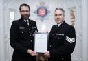 Commended - Dep Chief Con Andy Prophet presents Sgt Rob Partridge with his certificate