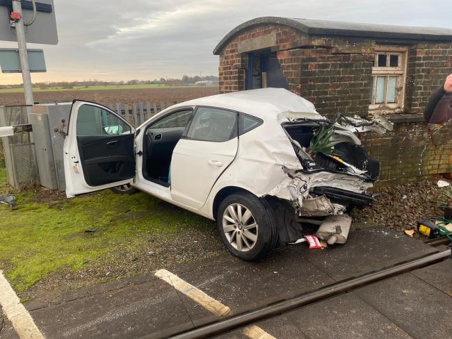 Escape - the driver managed to escape her car as the next train was approaching