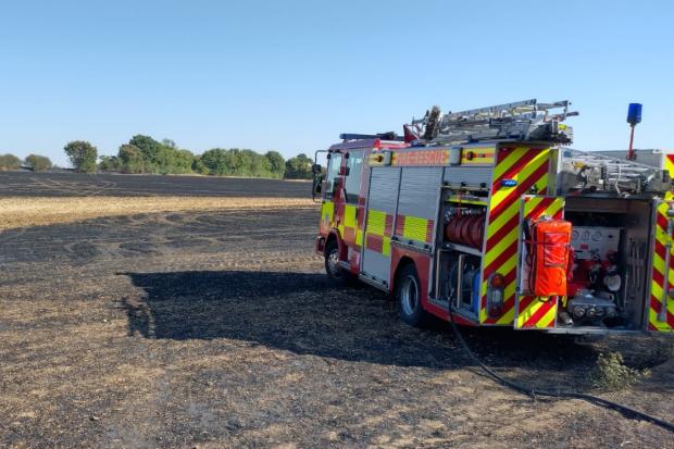 Homes evacuated as sixteen crews from across Essex tackled huge field fire. Photo: Essex Fire and Rescue
