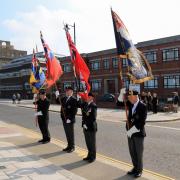 Mark of respect - Standard bearers Brian Clifford, Andy Tannock, Dave Davis and Ron Scutcher ALL PICTURES: MARIA FOWLER