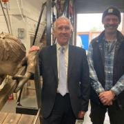 Great work - Sculptor Ian Wolter with Harwich mayor Ivan Henderson