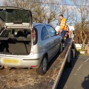 Abandoned - The Vauxhall Corsa was seized by police officers