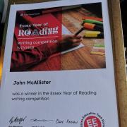Delighted - John won the award for his poem on the old Ramsey Mill