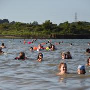 Mass Swim - Hundreds gathered in the water for the event