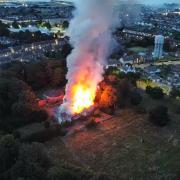 Blaze - an aerial shot of the huge fire in Dovercourt