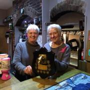 Prize - New Bell owners Terri Ryland and Diane Hampson with the all-new trophy