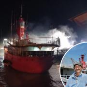 Owner - Tony O'Neil, owner of the historic LV18 moored at Harwich Quay, is devastated after a fire