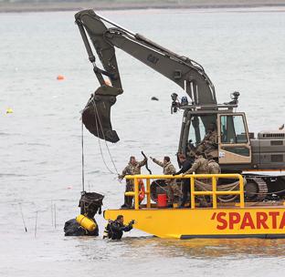 the remains of a ww2 V2 rocket is recovered from Harwich harbour on Saturday
more debris is found