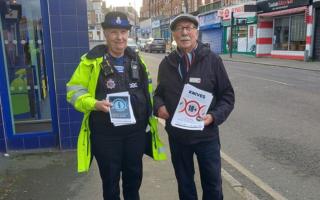 Patrol - An officer with Harwich Town councillor Steve Richardson