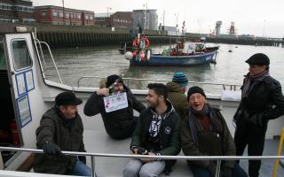 Action - Lucas and Albert being filmed in 2018 in Historic Harwich