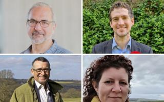 Candidates - (Clockwise from top left) Professor Andrew Canessa for the Green Party, Alex Diner for the Labour Party, Natalie Sommers for the Liberal Democrat Party, and Sir Bernard Jenkin for the Conservative Party
